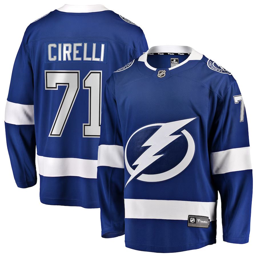 Men Tampa Bay Lightning #71 Anthony Cirelli Fanatics Branded Blue Home Breakaway Player NHL Jersey